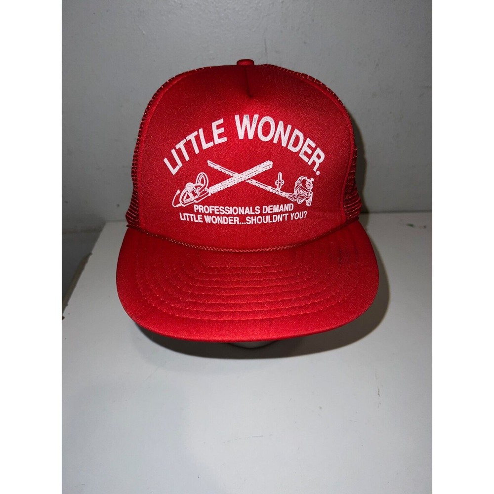 Vintage Little Wonder Landscape Equipment Red Snapback Foam Mesh Trucker Hat